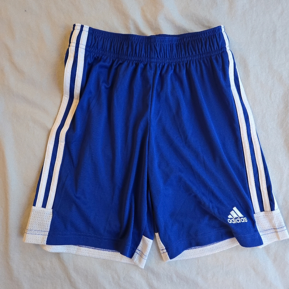 adidas Kids Aeroready Blue Shorts with White Stripes